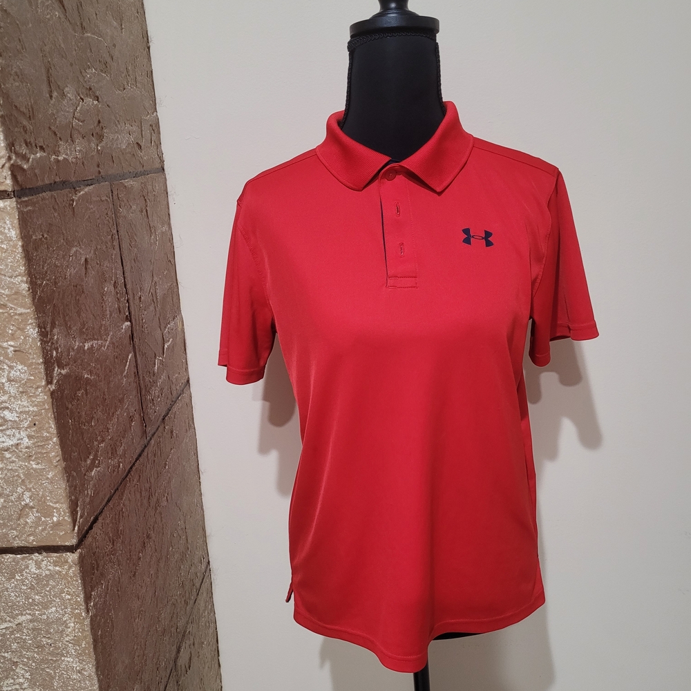 Under Armour Vibrant Red Polo with Navy Logo